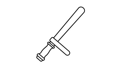 Fototapeta premium Minimalist Line Art Illustration Depicting a Classic Side-Handle Baton for Security Purposes