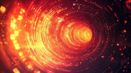 Digital data stream passing through abstract tunnel