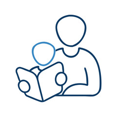 Obraz premium Parent reading to a child icon symbolizing bonding and literacy development in educational resources