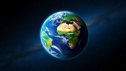 Fototapeta premium Earth globe floating in starry space, representing our planet's beauty and vastness.