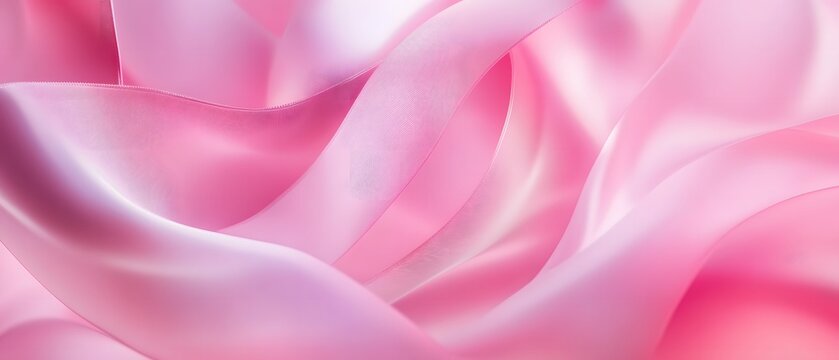 Pink abstract ribbon background for breast cancer awareness design with soft flowing curves and smooth gradient texture