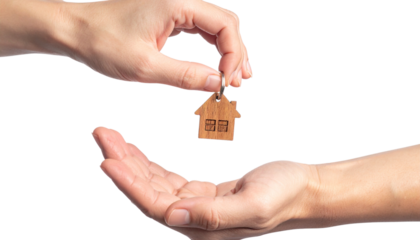  Hand Giving House Key During Property Sale Agreement, Transparent Background PNG