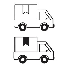 Two simple black delivery trucks show a basic shipping concept clearly