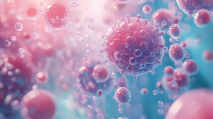 Virus or bacteria cells multiplying in body bloodstream