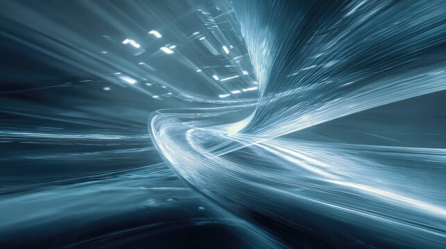 Abstract data flow stream in futuristic warp speed environment