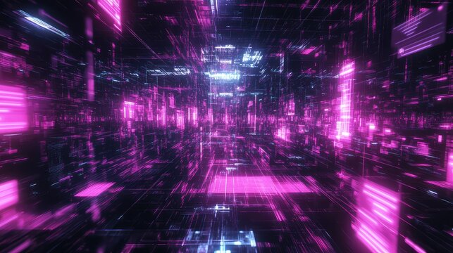 Cyberspace passing through a digital data tunnel