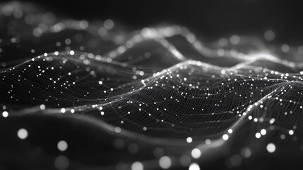 Digital network waves forming abstract grid and data connections