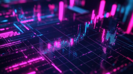 Digital finance data flowing on circuit board display
