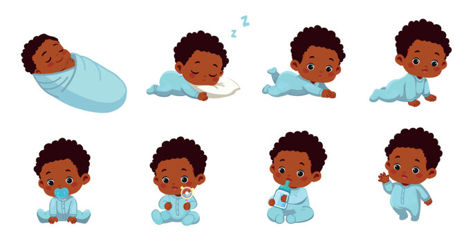 newborn baby boy to toddler life cycle vector