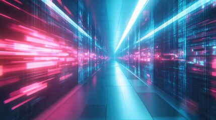 Abstract digital data corridor sending information bytes