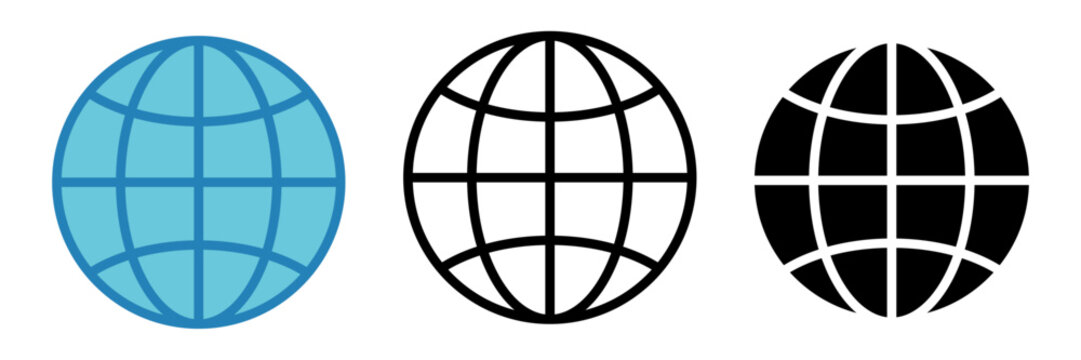 Globe Icon Set &ndash; Color, Outline and Silhouette Vector