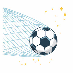 Obraz premium Dynamic Vector Illustration of a Soccer Ball Hitting the Net for a Goal, Minimalist Action Scene