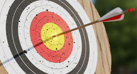 An arrow hitting the bullseye of a target, representing accuracy and success