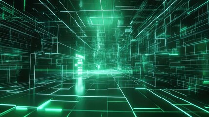 Digital data tunnel forming abstract cyberspace network