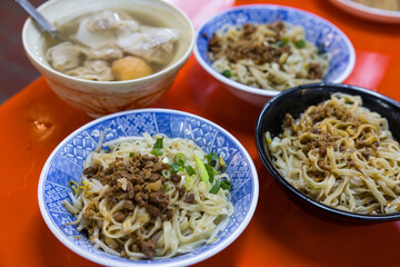Authentic taiwan minced pork noodle with egg topping
