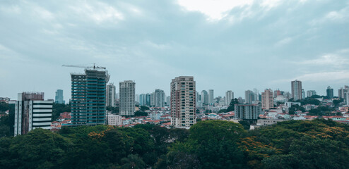 Obraz premium São Paulo Skyline with Dramatic Cloudy Sky and Urban Construction