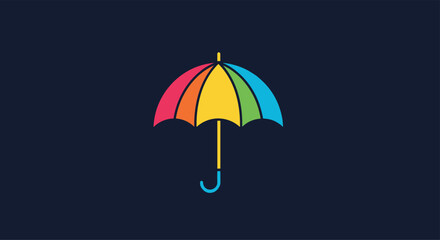 Colorful rainbow umbrella protecting against bad weather and rain.