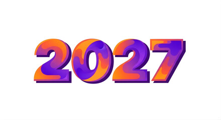 2027 New Year Gradient Text Effect, Happy Holiday