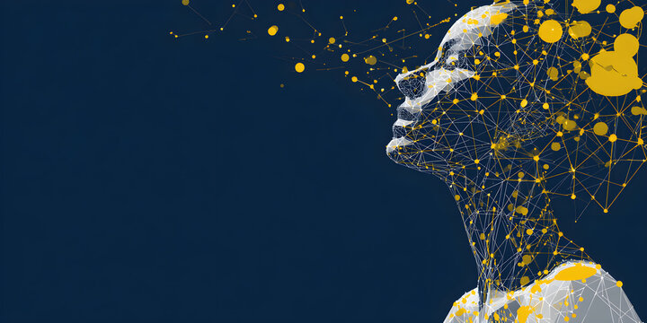 Modern abstract profile with vibrant connections for visionary technology solutions, connecting minds and ideas, digital transformation and future innovation concepts