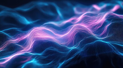 Obraz premium Digital wave particles flowing in data network