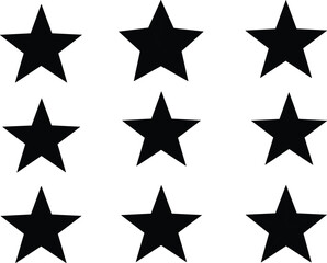 Black star grid vector illustration, visual puzzle concept, odd one out design, minimal geometric shape layout, cad drawing flat vector illustration