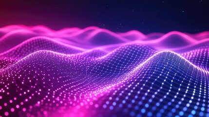 Digital wave surface displaying interconnected data particles