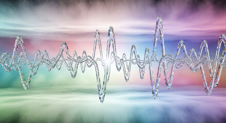 crystallized sound waves suspended in iridescent fog layers &ndash; generative ai