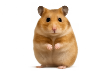 Adorable hamster standing on hind legs, looking forward, small furry pet, transparent background
