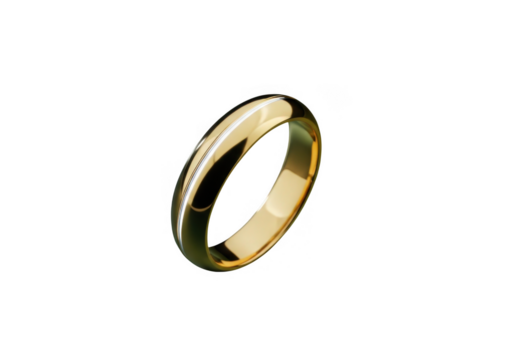 Golden ring isolated on transparent background for wedding and engagement use