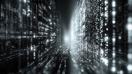 Digital data flowing through abstract cyberspace network