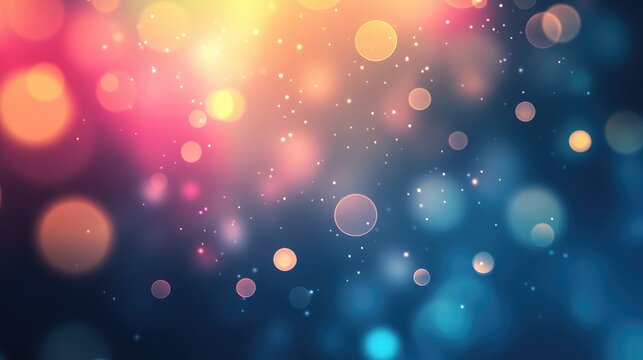 Colorful abstract lights creating soft bokeh particle background