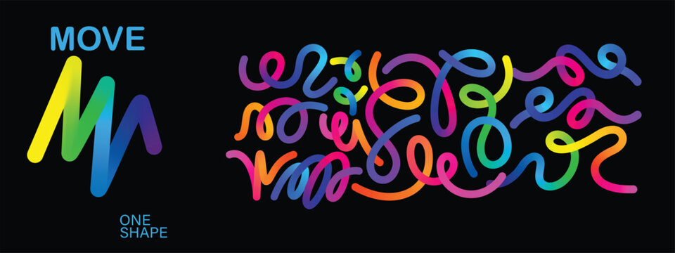 Abstract Gradient Color Shapes Pattern. Background with Wave Rainbow Ribbons. Vector Color Lines with Gradient. Geometric Shapes Graphic Design Element