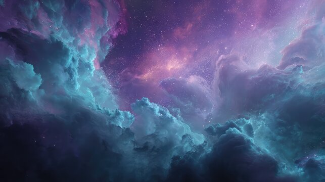 Colorful nebula forming cosmic clouds in deep space