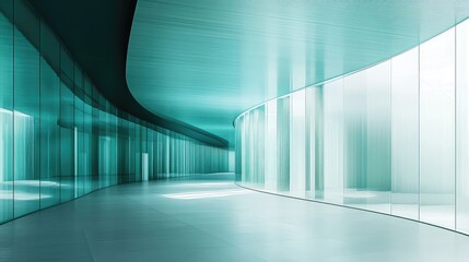 Fototapeta premium Modern futuristic interior architecture with curving glass walls