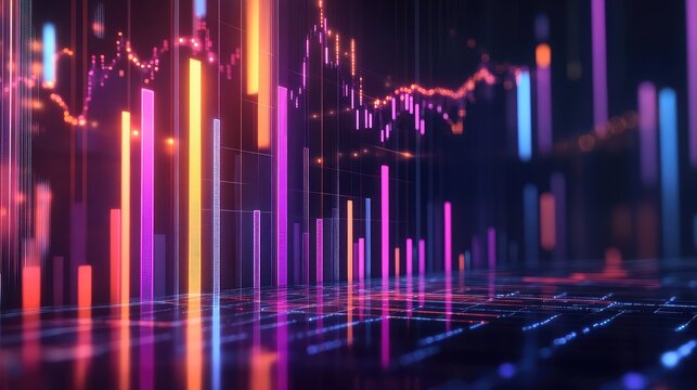 Digital financial data chart displaying market analytics