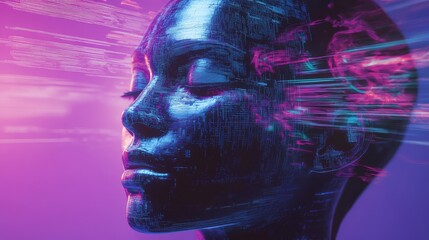 Artificial intelligence robot head processing digital data streams