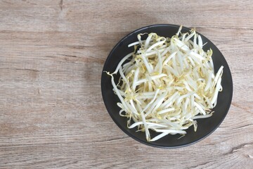 fresh bean sprout raw food prepare to cook in bowl  