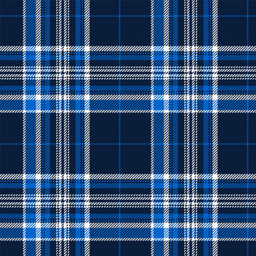 Modern plaid seamless pattern with white and blue