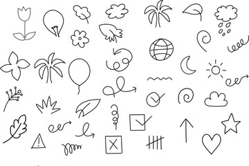 Whimsical Line Art Symbols & Decorative Elements Pack