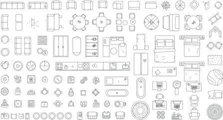 Collection of architectural and interior design elements, isolated on