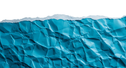 Crumpled textured blue paper background with a rough torn edge