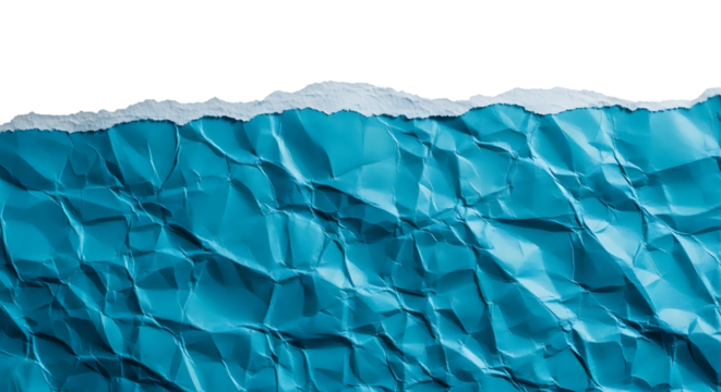 Crumpled textured blue paper background with a rough torn edge