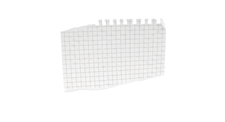 Ripped graph paper sheet with torn edges and perforated top