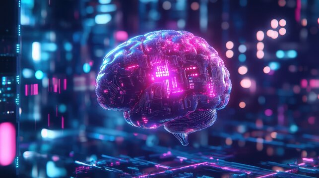 Artificial intelligence brain processing digital data network