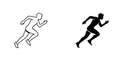 Running man icon, runner silhouette symbol isolated on sport and fitness concept, vector