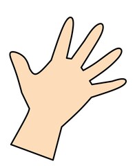 Colorful open hand illustration ideal for educational materials, icons, gestures, and creative design needs.