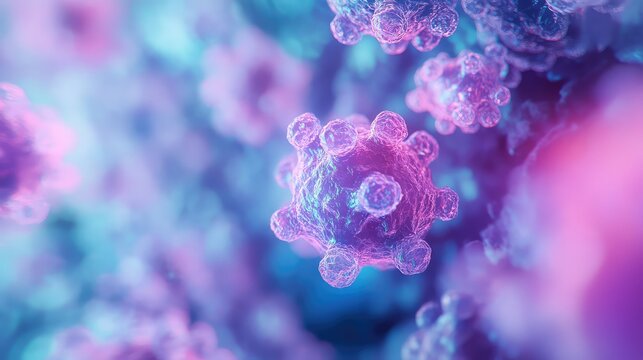 Virus cells multiplying and spreading infection concept