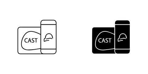 Illustration of a chromecast icon in black and white isolated on for graphic design
