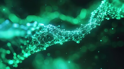 Abstract network connecting data points in green digital space