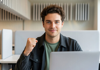 Success roadmap mentor visual with young achiever celebrating progress, ideal asset for coaching firms plus productivity tools explaining how to set goals and keep focus on long term results